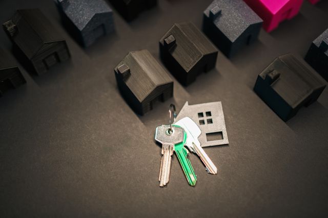 house keys with figurine houses